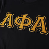Premium Alpha Black Chenille Old Gold letter T-Shirt